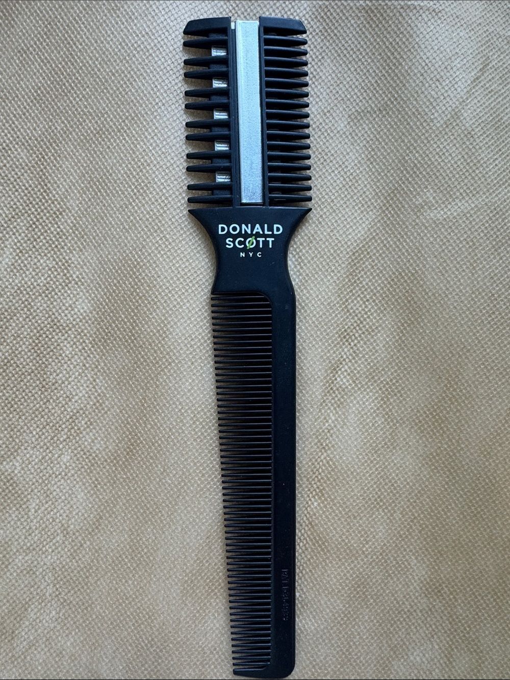 Black Dual-Head Beard & Hair Comb with Trimmer Edge
